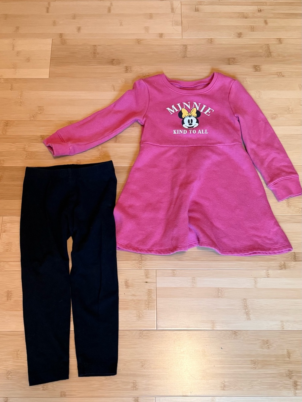 jumping beans Pink Minnie Dress with Black Leggings